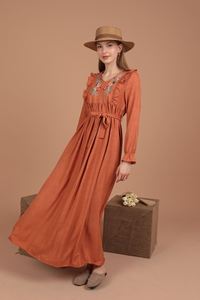 Vestidos casuales de calidad, vestido de mujer bordado con volantes de tela Aerobin al por mayor con serie en paquete - Product Image 2