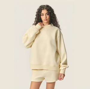 Coupe ample femmes col montant surdimensionné sweat coton polaire pull à manches longues confortable décontracté écologique automne hiver - Product Image 4