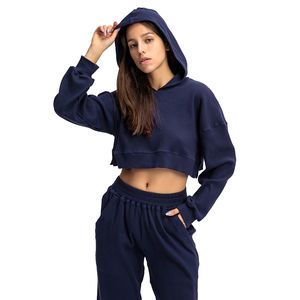 OEM Short Hoodies Women's <b>Crop</b> Top Sweatshirts Hoodies Women's Sweatshirt Women <b>Long</b> <b>Sleeves</b> Cropped Hoodies - Product Image 4