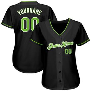 Maillot de baseball authentique noir néon vert-blanc personnalisé - Product Image 2