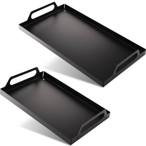 Galvanized Iron Metal Rectangle Serving Tray Decorative Handles for <b>Bar</b> Tables Home Use Use for Center Platter <b>Drinks</b> Serving - Product Image 5