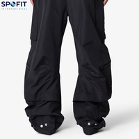 Jean baggy homme en coton 100% brodé, coupe droite, taille mi-haute, style streetwear, tissé, délavé, collection automne