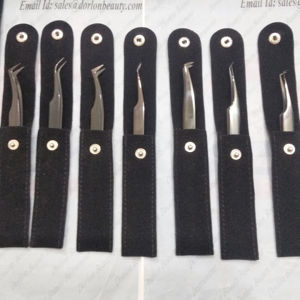 Pince à épiler pour extension de cils en acier inoxydable de qualité supérieure, enduite de plasma noir et logo personnalisé - Product Image 4