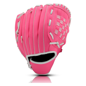 Gants de receveur de baseball/softball personnalisés en cuir synthétique rose imperméable pour droitiers, jeunes, avec lanières blanches I-Web pour le jeu sur terrain - Product Image 2