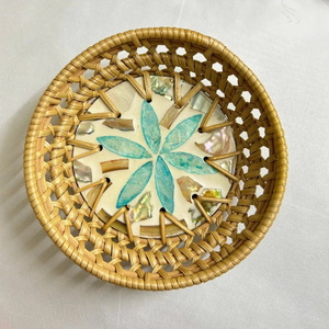 Dessous de verre en mosaïque de bambou rotin personnalisé Tapis isolants Porte-gobelet à thé Table Snack Pattern Viet Nam Wicker Crafts Drink Plate - Product Image 2