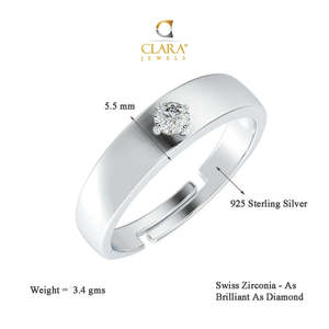 NOVAMART Fine Buy Premium 925 Pure Sterling <b>Silver</b> Cluster <b>Rings</b> for <b>Men</b> Rhodium Plated with Diamond Zircon Bezel Setting Inlay - Product Image 5