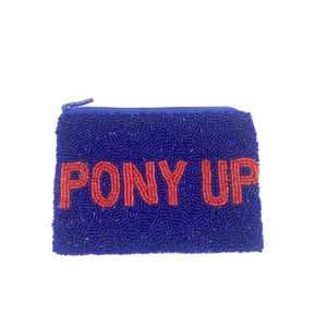 Add New Handwork <b>Beaded</b> Embroidery Blue & Orange <b>Beaded</b> <b>PONY</b> UP Coin Pouch Stylish Beautiful Fancy And Designer Luxury For Girl - Product Image 1