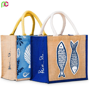 Petits sacs fourre-tout en jute réutilisables de haute qualité en gros fourre-tout en tissu écologique de luxe impression personnalisée souvenir cadeau de mariage sac en jute - Product Image 5