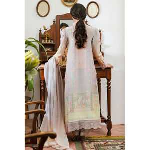 Vestido formal victoriano elegante hasta el suelo, corte A, de organza y satén - Product Image 3