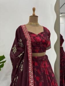 Lehenga Choli con estampado digital de Georgette de moda con Dupatta en contraste para ropa de moda elegante para mujer a los mejores precios al por mayor - Product Image 5