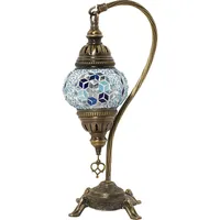 Lampe de bureau en mosaïque turque rustique faite à la main, LED, pour abat-jour en verre teinté, finition bronze, CRI 95 élevé, taille moyenne, chambre à coucher, CE