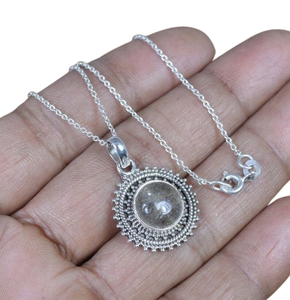 Tendance 925 Sterling Silver Golde Rutile Gemstone Pendentif Bijoux À La Main En Argent Boho Style Pendentif Bijoux pour Femmes - Product Image 1