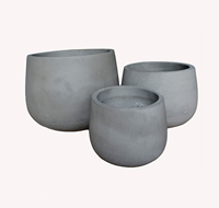Lot de 3 pots de fleurs modernes en ciment émaillé légers de haute qualité avec trous de drainage pour la maison et l'aménagement paysager