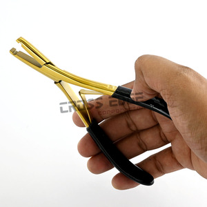 Best Stainless Steel Hair Extension Pliers tool 1-hole Micro Nano beads hair crimper Plier with <b>Rubber</b> Handle Double Spring - Product Image 3