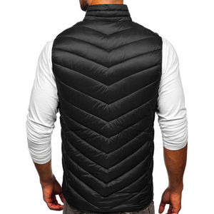 Venta al por mayor sin mangas personalizado Chaleco de alta calidad hecho a medida Stand Collar cremallera Puffer Chaleco de poliéster hombres chaleco acolchado - Product Image 6