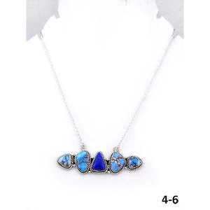 Collier géométrique artisanal Golden Hills du sud-ouest avec lapis-lazuli et argent sterling – Cadeau - Product Image 1