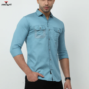 Chemises pour hommes de haute qualité Chemises décontractées cargo à manches longues avec plusieurs poches Design d'automne personnalisable - Product Image 4