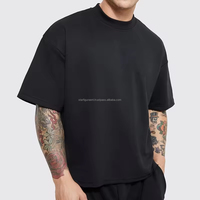 T-shirt court et ample pour homme 100 % coton de haute qualité, délavé à l'acide, 300 g, style streetwear uni et vierge