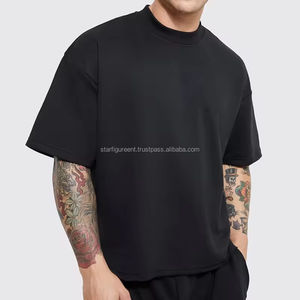 High Quality Men 100% Cotton Cropped Boxy <b>T</b> <b>Shirt</b> Cut Sew Oversized Heavy Streetwear Men's Plain Blank <b>T</b> <b>Shirt</b> Manufacture - Product Image 5