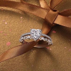 Jeulia Double-Row Heart Shaped Engagement <b>Ring</b> with Bow Accent-Romantic Vintage <b>Statement</b> Jewelry - Product Image 4