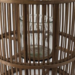 Bougeoirs en osier brun foncé nordique lanterne en bambou tissé durable écologique Table décorative de luxe candélabres en bois - Product Image 5