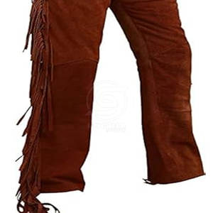 Pantalons pour hommes sur mesure, design unique, best-seller, pantalon en cuir suédé à franges lavées en gros - Product Image 6