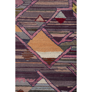 พรมไหมพรมทอมือขนาดใหญ่ลายเรขาคณิตสีชมพูม่วงจาก Jaipur Rugs ZA Weaver Art Reserve เหมาะสำหรับตกแต่งบ้านและทางเดินรูปทรงสี่เหลี่ยมผืนผ้า - Product Image 3