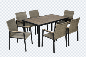 ชุดรับประทานอาหารกลางแจ้ง6-Seater ไม้หวายและไม้อะคาเซียเฟอร์นิเจอร์อเนกประสงค์สำหรับโรงแรมโรงพยาบาลโรงเรียน - Product Image 4