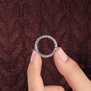 Anillo de Boda de Lujo con Circonita Cúbica Cultivada en Laboratorio, Chapado en Oro Blanco de 14K, Corte Esmeralda Clásico, Certificado IGI, Joyería Fina - Product Image 5