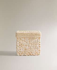 Cesta de ganchillo macramé personalizada al por mayor con tapa, caja organizadora de almacenamiento de punto de algodón para joyería, maquillaje, escritorio o decoración del hogar - Product Image 5