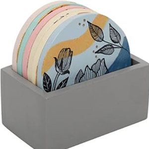 Posavasos de té de madera atemporales con texturas naturales, tonos tierra y bordes redondeados ahora en stock para distribución al por mayor - Product Image 4