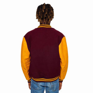 2025 vente en gros hommes lettre impression patch manches Baseball en cuir véritable manches Versity veste Bomber simple boutonnage toutes les tailles - Product Image 2