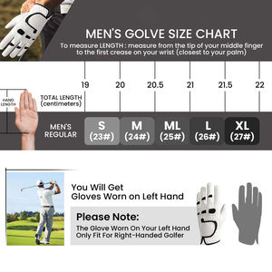 Guantes de golf con estampado de tela de una mano calificados Guantes de golf de cuero sintético con paquete de piel de oveja - Product Image 5