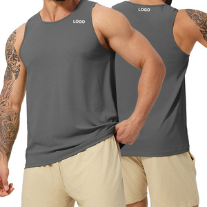 Camiseta sin mangas informal con cuello redondo para hombre, ropa de gimnasio de punto transpirable para Fitness, deportes, Color liso Apperel - Product Image 3