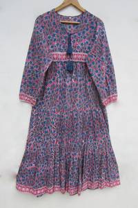 100% à la mode coton motif fleuri conception imprimé maxi robe avec taille personnalisée tenue décontractée pour les femmes portant des articles ensembles - Product Image 6