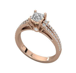 Bague de fiançailles et de mariage classique en or 14 carats pour femme, or blanc, or jaune, or rose, diamant synthétique taille princesse, certifié IGI - Product Image 1