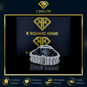 Vente incroyable, qualité supérieure, montre analogique carrée de luxe, acier inoxydable, quartz automatique, verre saphir résistant à l'eau, moissanite - Product Image 2