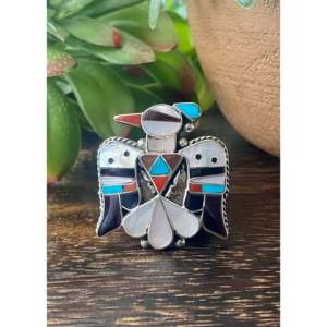 Bague Thunderbird en argent sterling avec incrustation de turquoise Bobby Shack, taille 10.25 - Product Image 1