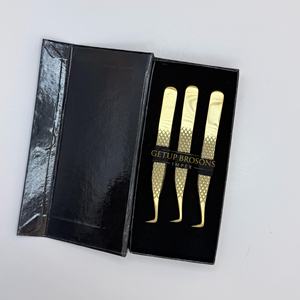 Pinzas para Pestañas GETUP BROSONS IMPEX de 90 Grados, Acero Inoxidable, Diseño Liso Dorado con Plasma, Antimagnéticas, Antiestáticas, Perfectas - Product Image 3