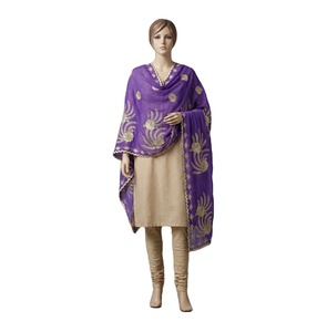 Châle d'été en mousseline brodé de strass floraux de haute qualité pour femmes musulmanes - Respirant pour un usage quotidien en extérieur - Product Image 1