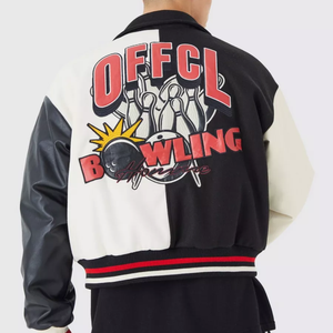 Chaqueta Varsity Vintage para Hombre OEM 2024, Holgada, de Lujo, Resistente al Viento, con Logotipo Personalizado Bordado, Mangas de Cuero Transpirables, Gran Venta - Product Image 2