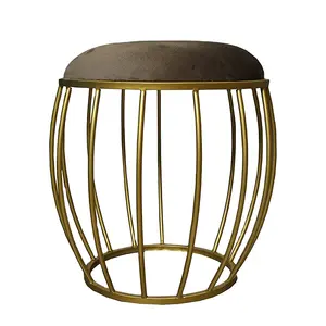 Decorative Living Room Soft Seat Metal Customized Fecal Matter Metal Stool Comfortable Seat Sitting Stool Handmade