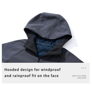 Veste de randonnée extérieure imperméable à l'eau pour capuche coupe-vent de printemps avec fermeture à glissière et décoration de broderie - Product Image 4