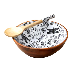 Ensemble bol et cuillère en bois de mangue en vrac articles en bois faits à la main ustensiles de cuisine vaisselle de Table bol de service de nourriture de fête - Product Image 1