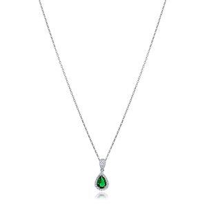 Collier avec pendentif en forme de pierre émeraude CZ de forme poire, fabrication artisanale turque, vente en gros, bijoux en argent sterling 925 - Product Image 2