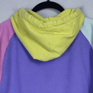 Ropa de calle para mujer, suéter de bloque de color púrpura y rosa, Sudadera con capucha, Jersey informal de lana de algodón transpirable, Sudadera con capucha, Top - Product Image 5