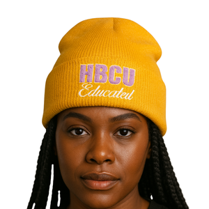 Hbcu หมวกบีนนี่สีทองมีการศึกษาหมวกอะคริลิคปักลายด้วยกำมะหยี่หมวกแฟชั่นตามสั่งสไตล์กรีก - Product Image 1