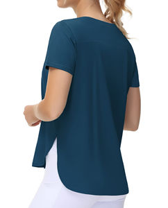 T-shirts de sport en coton à manches courtes pour femmes avec tissu en coton respirant Logo personnalisable Design imprimé respirant personnalisé - Product Image 3