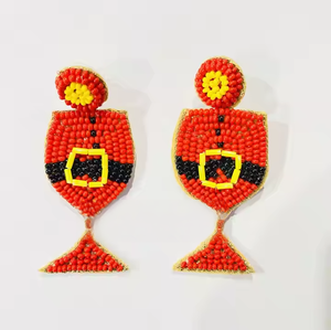 Pendientes de gota de cuentas de semillas de diamantes de imitación de diseñador, joyería de aro de moda para mujer, estilo clásico, ropa de fiesta de Navidad hecha a mano en la India - Product Image 2