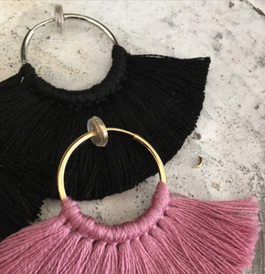 Invisible Clip on <b>Earrings</b> Tassel Hoop <b>Earrings</b> Clip on <b>Earrings</b> <b>Red</b> Tassel <b>Earrings</b> None Pieced <b>Earrings</b> - Product Image 2